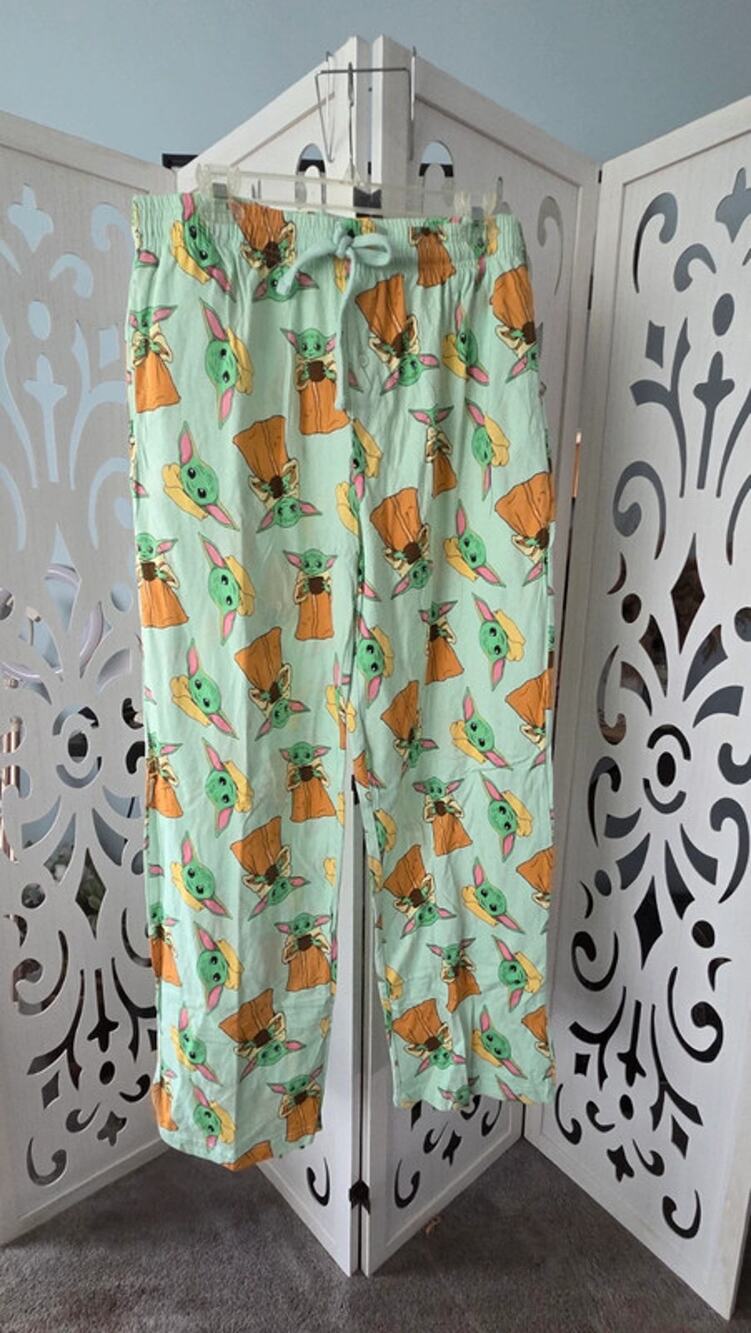 Star Wars Pajama Pants XL Grogu Baby Yoda Mint Green All Over Print Sleepwear